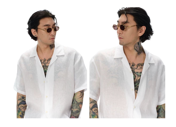 Elegant French Linen Cuban Collar Shirt