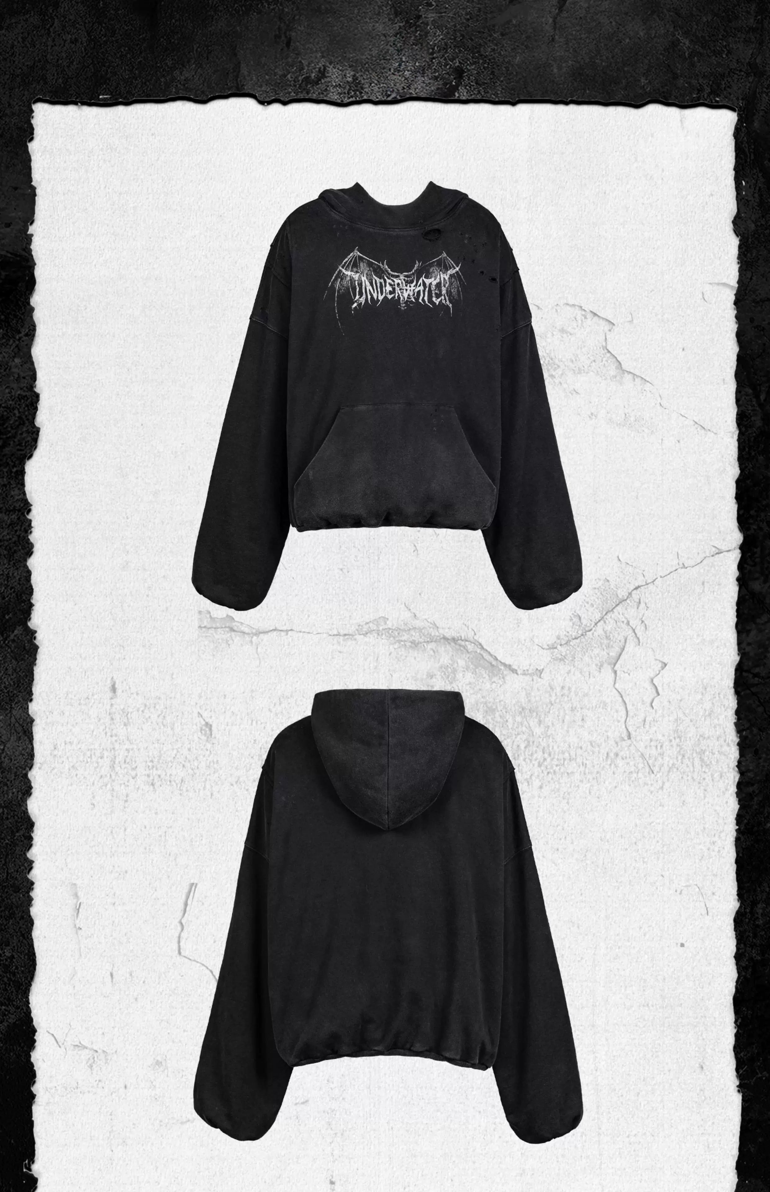 Distressed Printed Hellbound Wing Hoodie