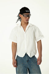 Unisex Loose White Cropped Short-sleeve Shirts