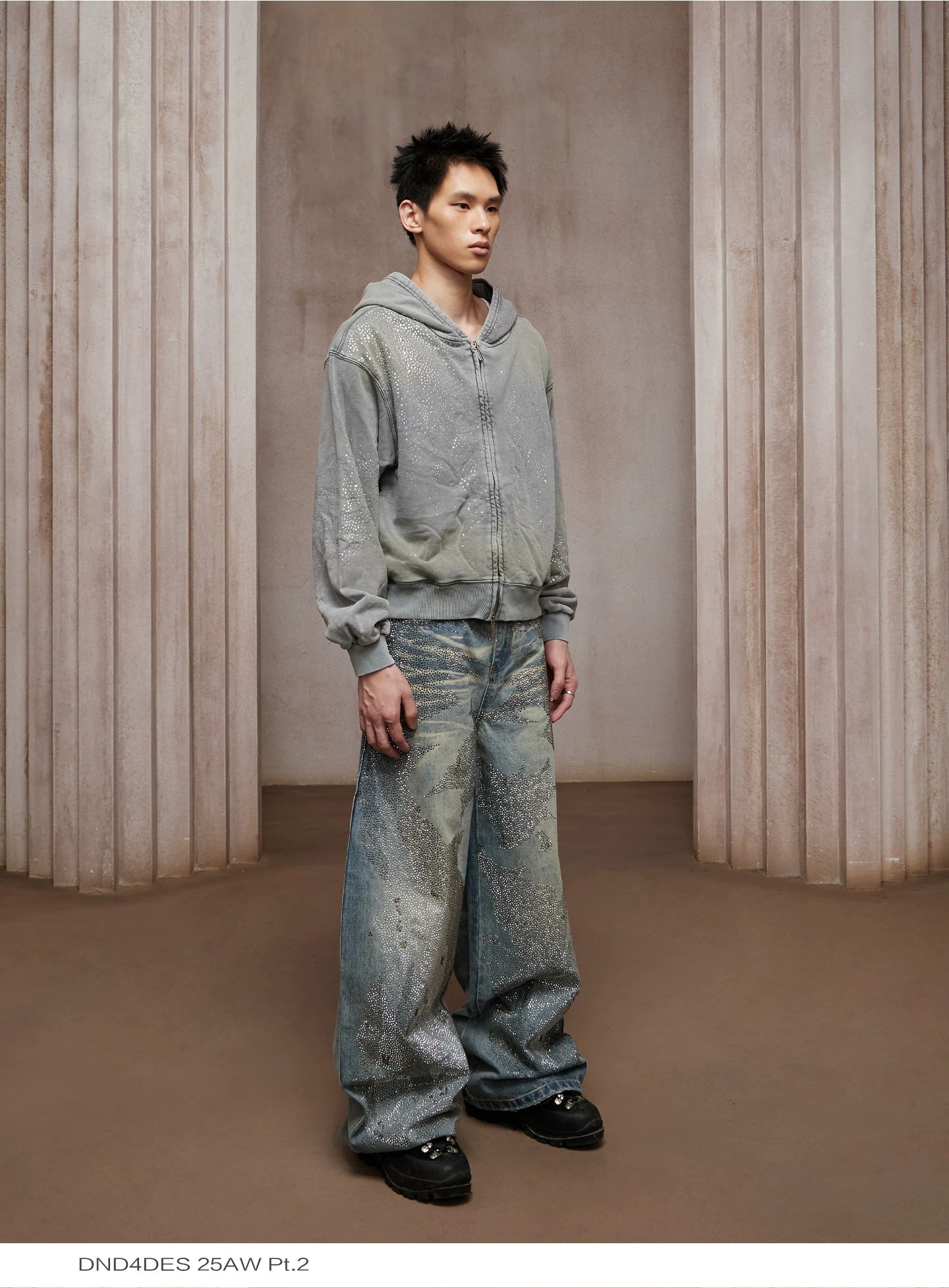 American Washed Rhinestone Straight Leg Jeans