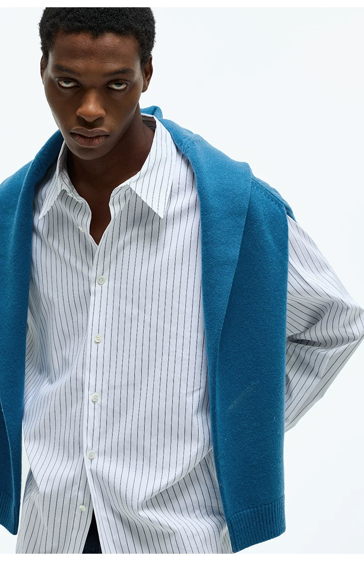 Stripe Cotton Blend Casual Shirt
