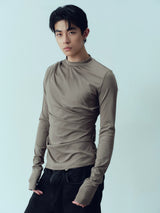 Wrinkled Slim Fit Long Sleeve Top
