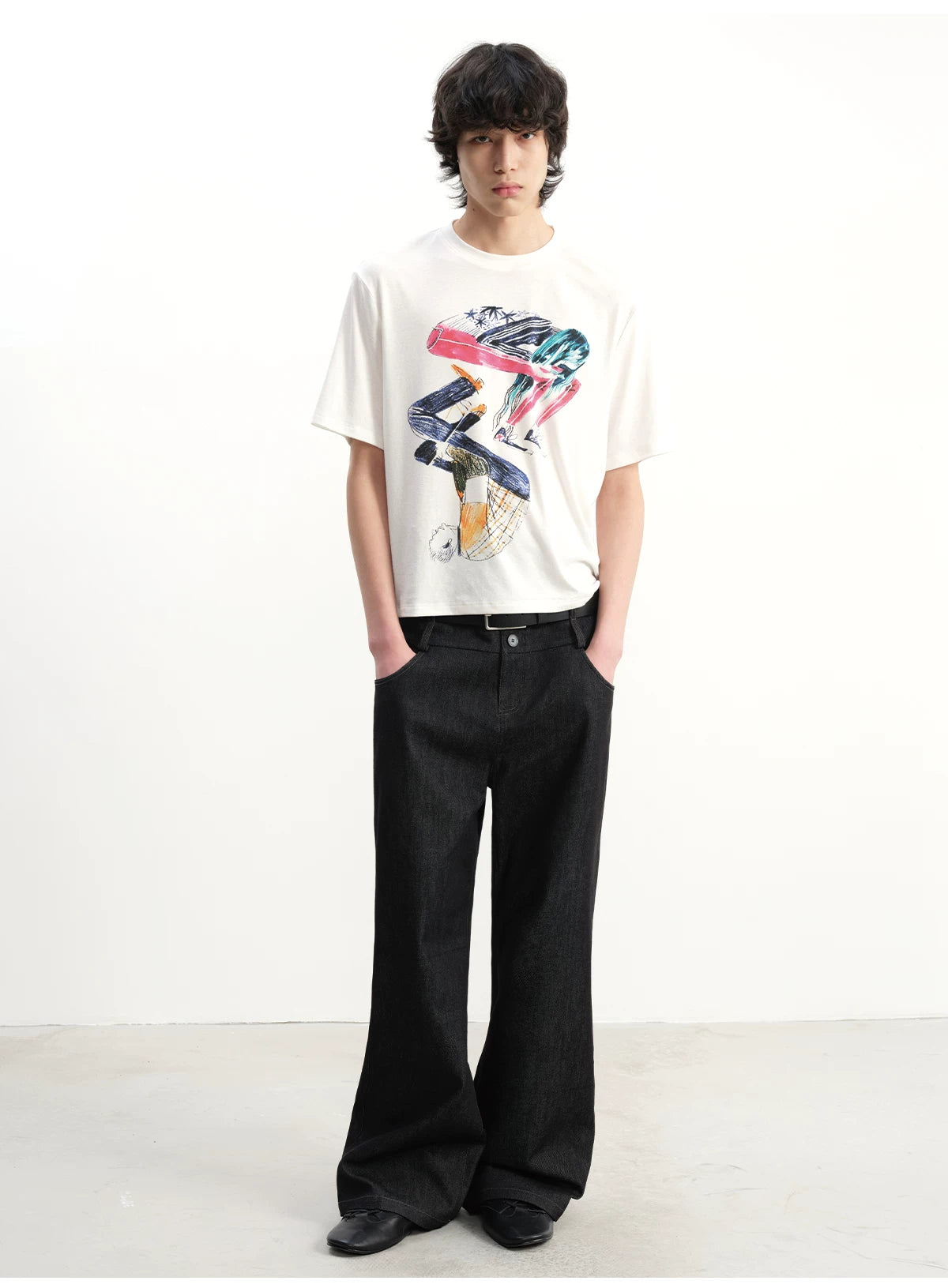 Double Waist Flared Denim Jeans