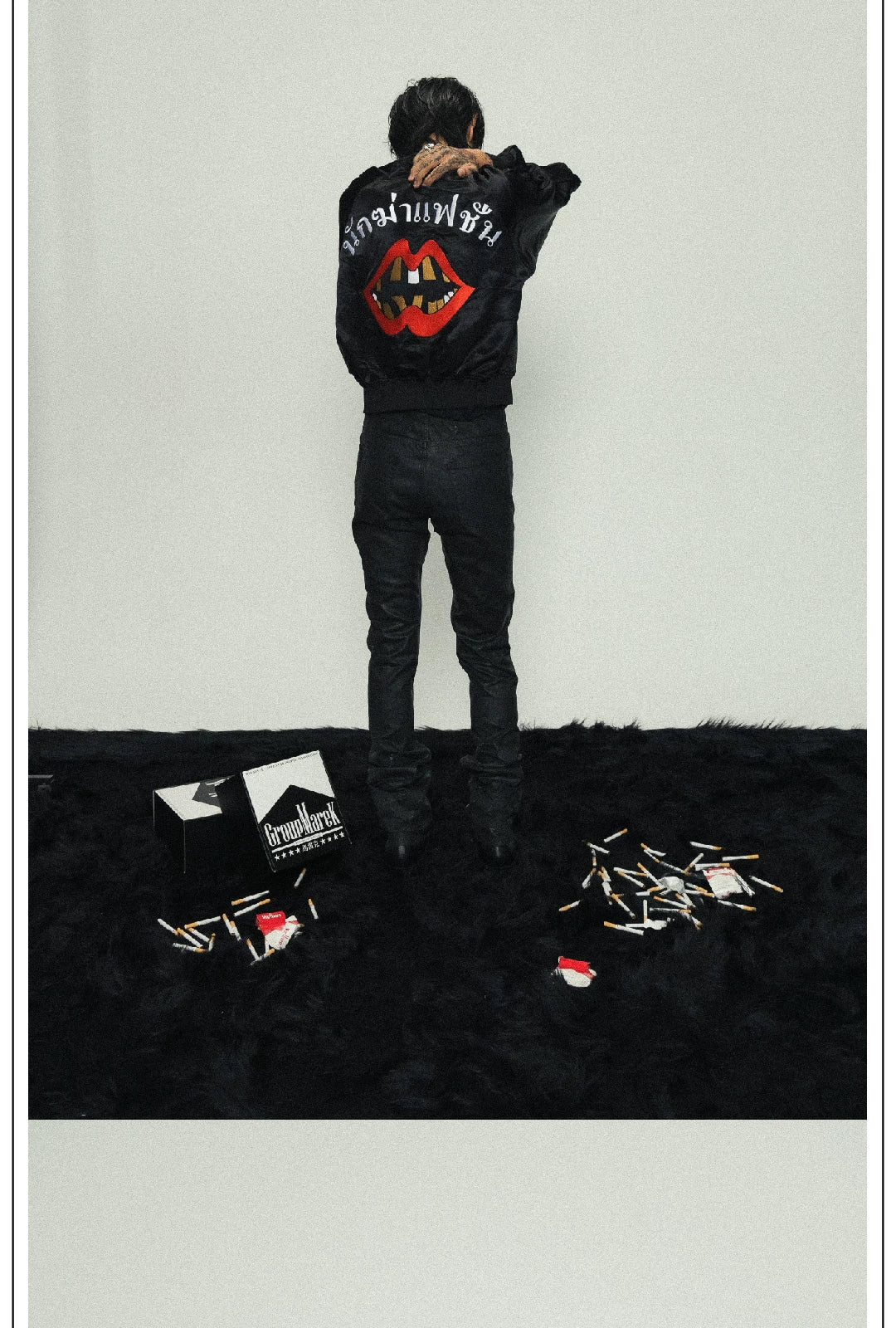 Black Acetate Embroidered Cropped Zip Jacket