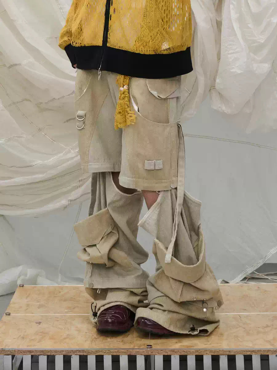 Multi-Length Detachable Patchwork Cargo Pants