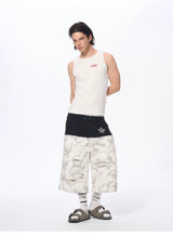 Men's Patchwork Ripped White Camo Pants