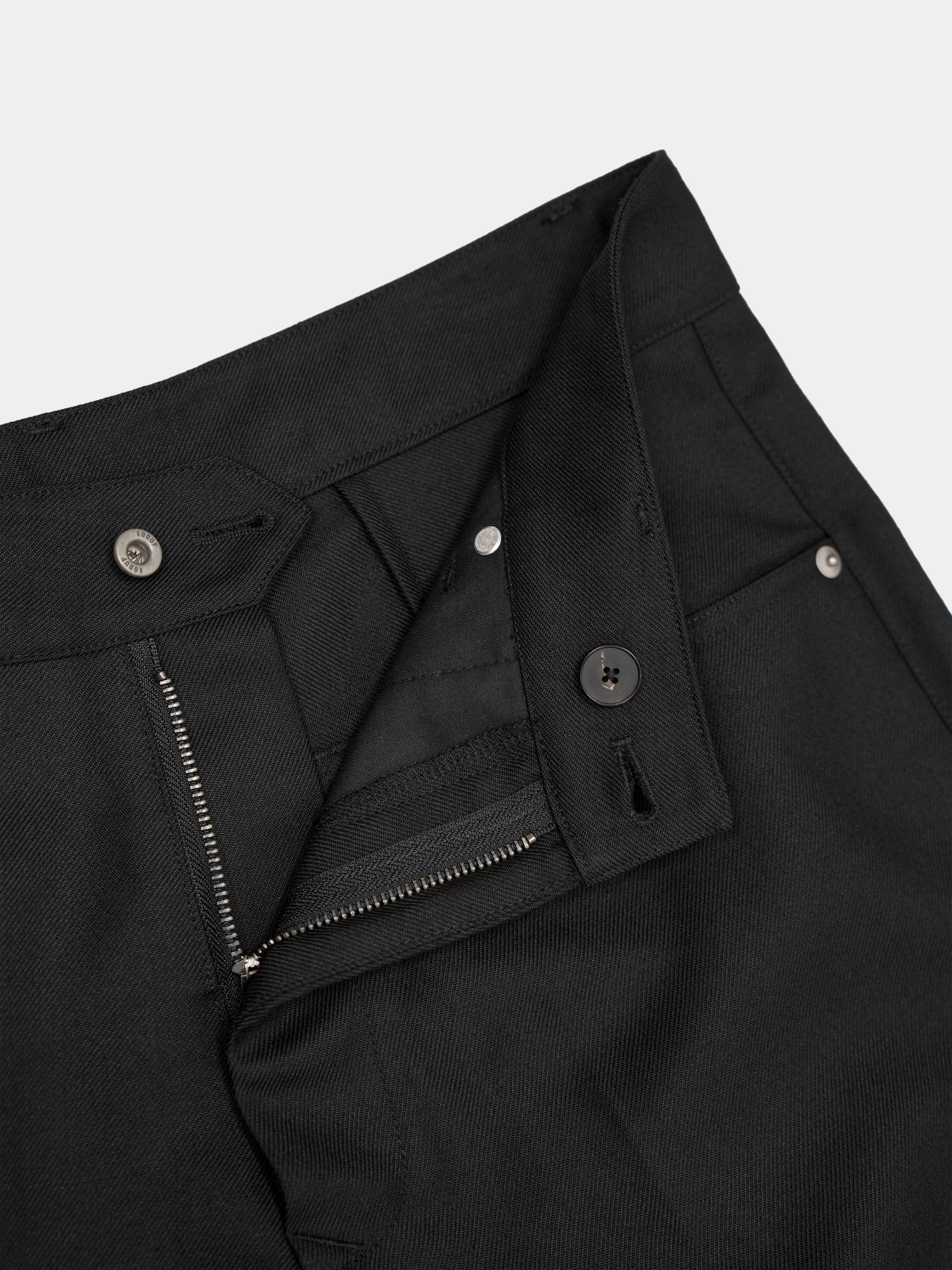 Wide Leg Wrinkle-free Wool Trousers