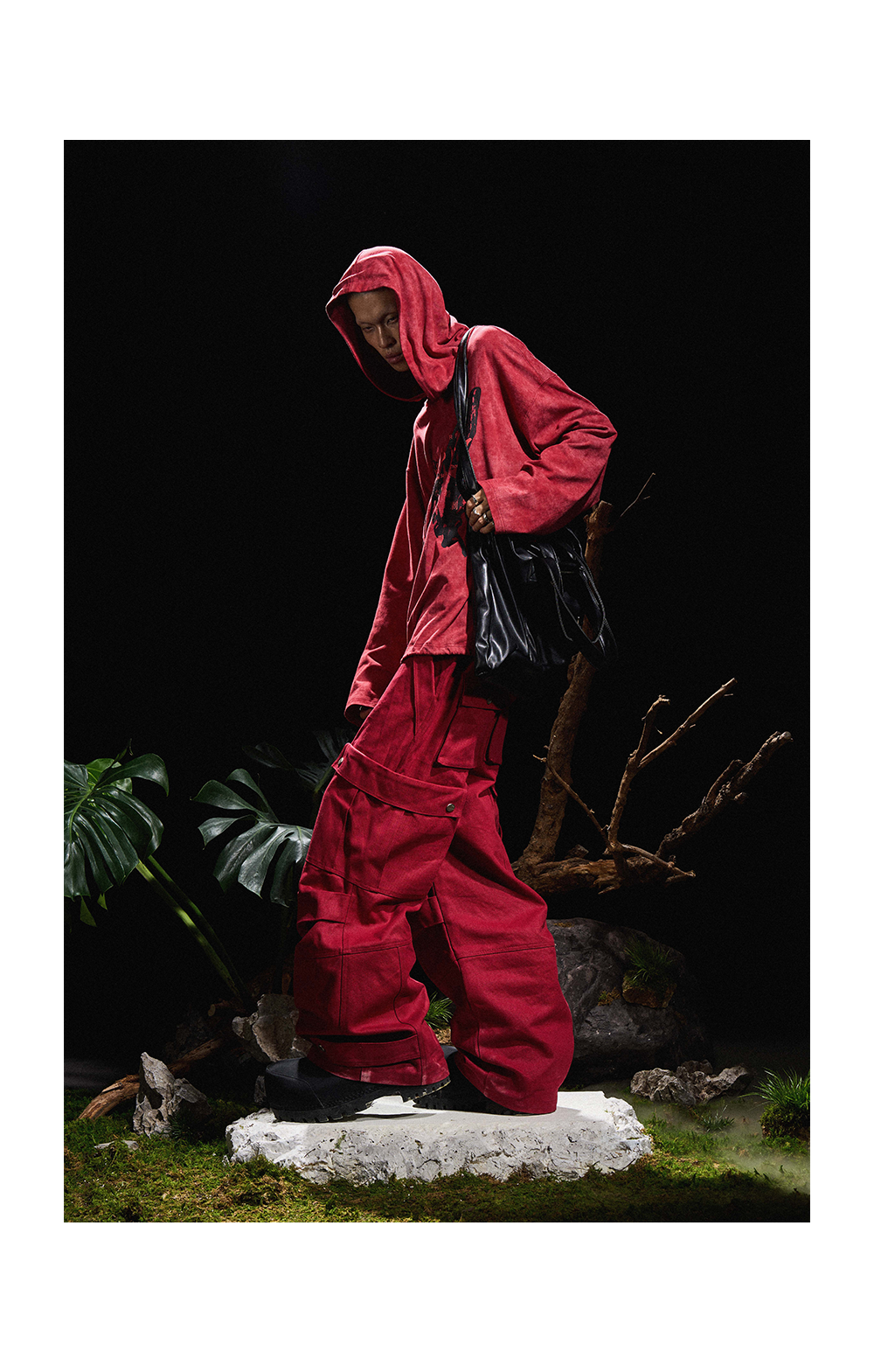 Three-Color Ring-Cut Cargo Pants
