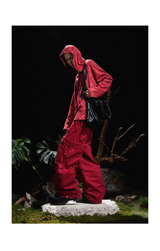 Three-Color Ring-Cut Cargo Pants