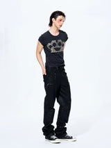 Rivet Striped Flutter Sleeve Tee