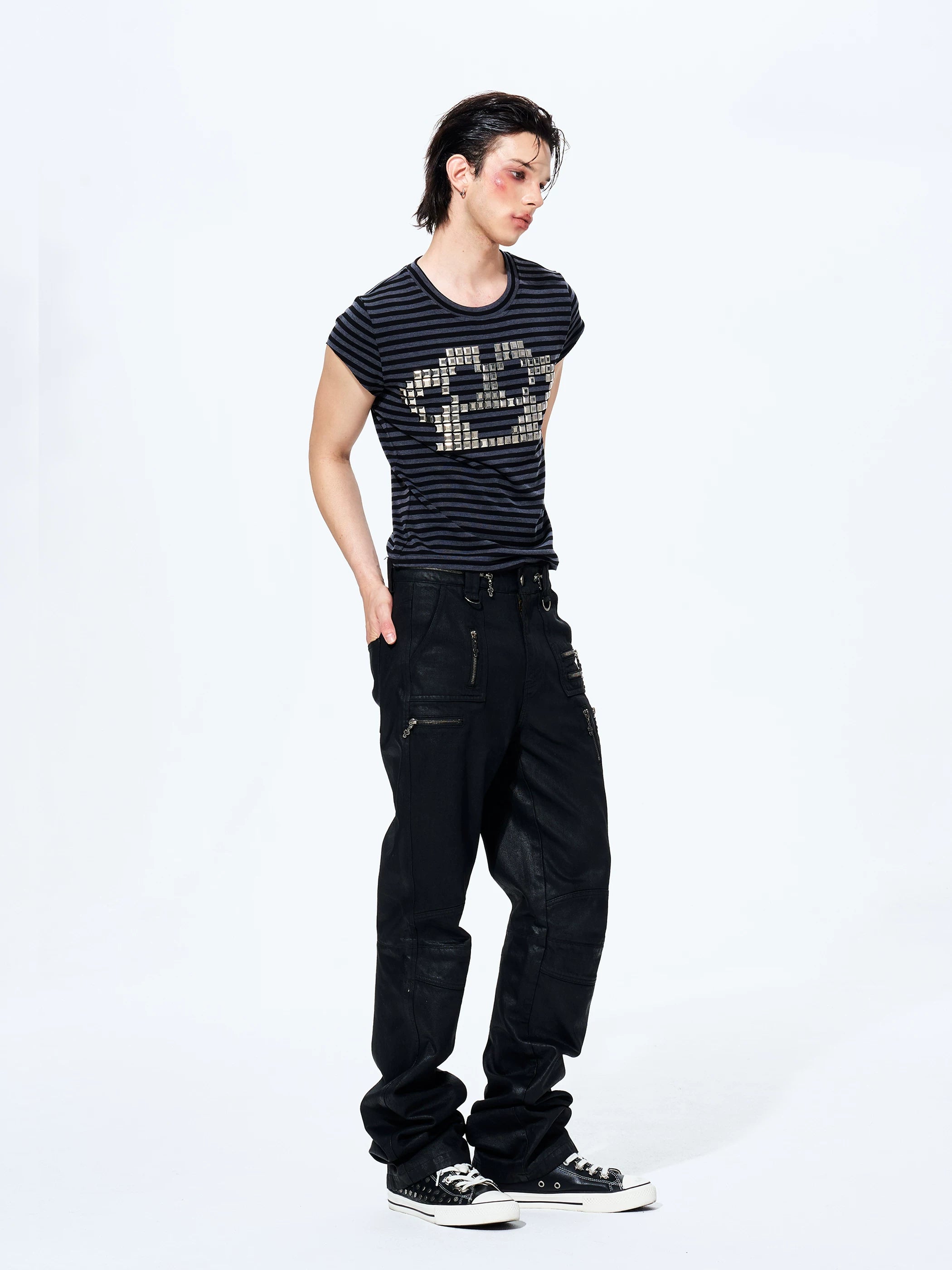 Rivet Striped Flutter Sleeve Tee