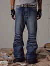 Cleanfit Blue Distressed Straight Flared Jeans