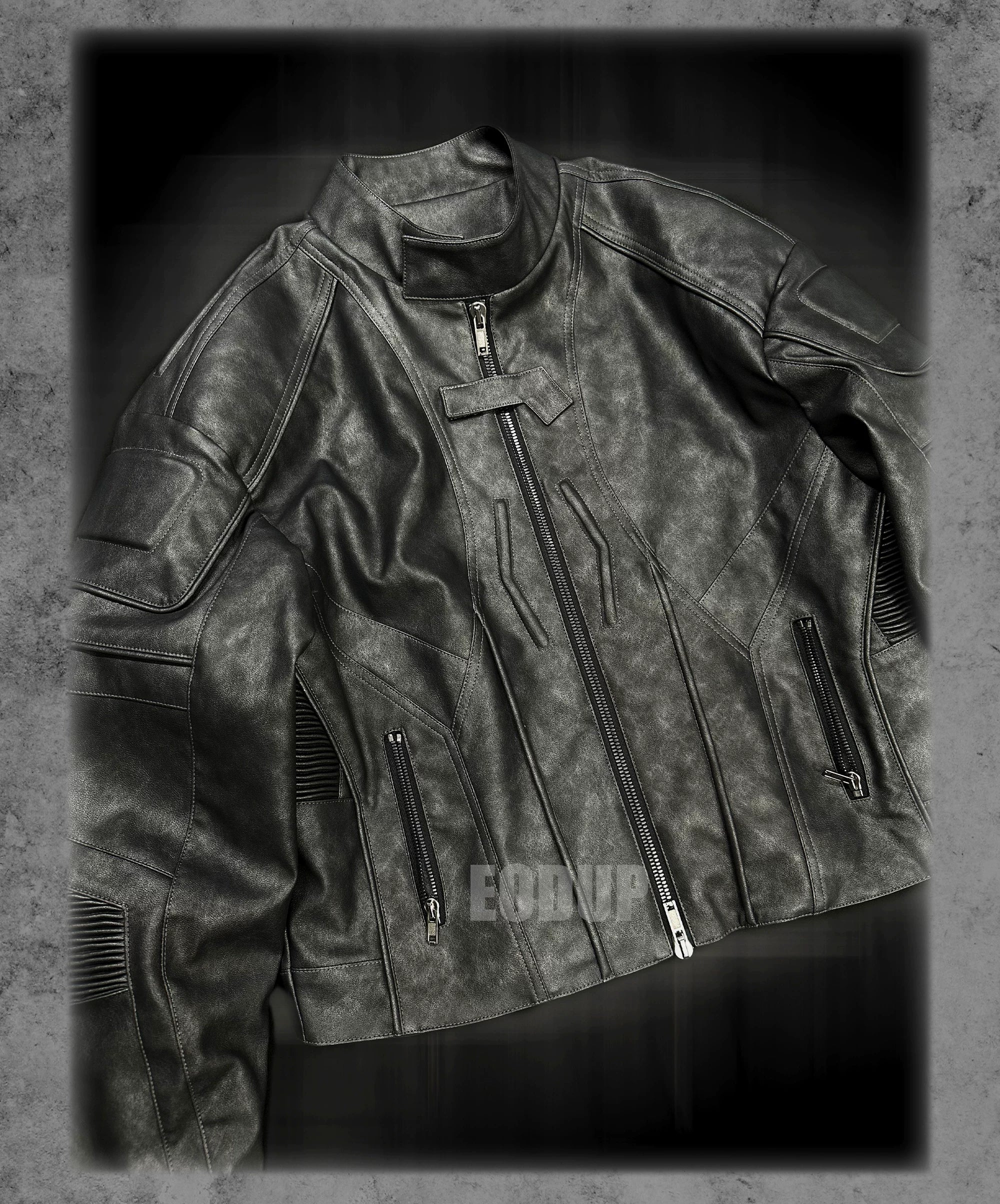 Distressed Deconstructed Biker Leather Jacket