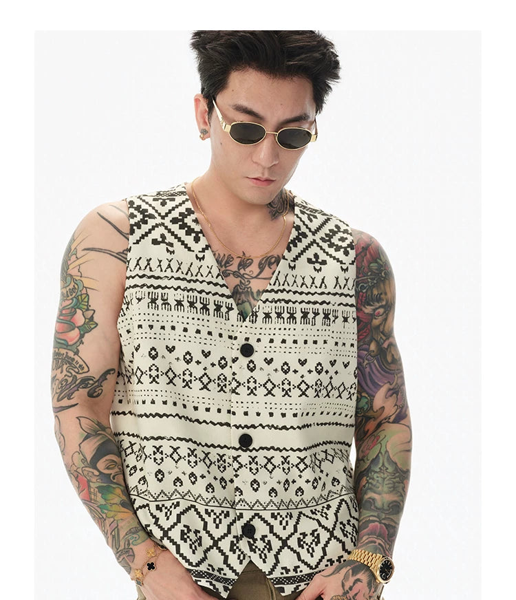 Fair Isle Skeleton Print Vest