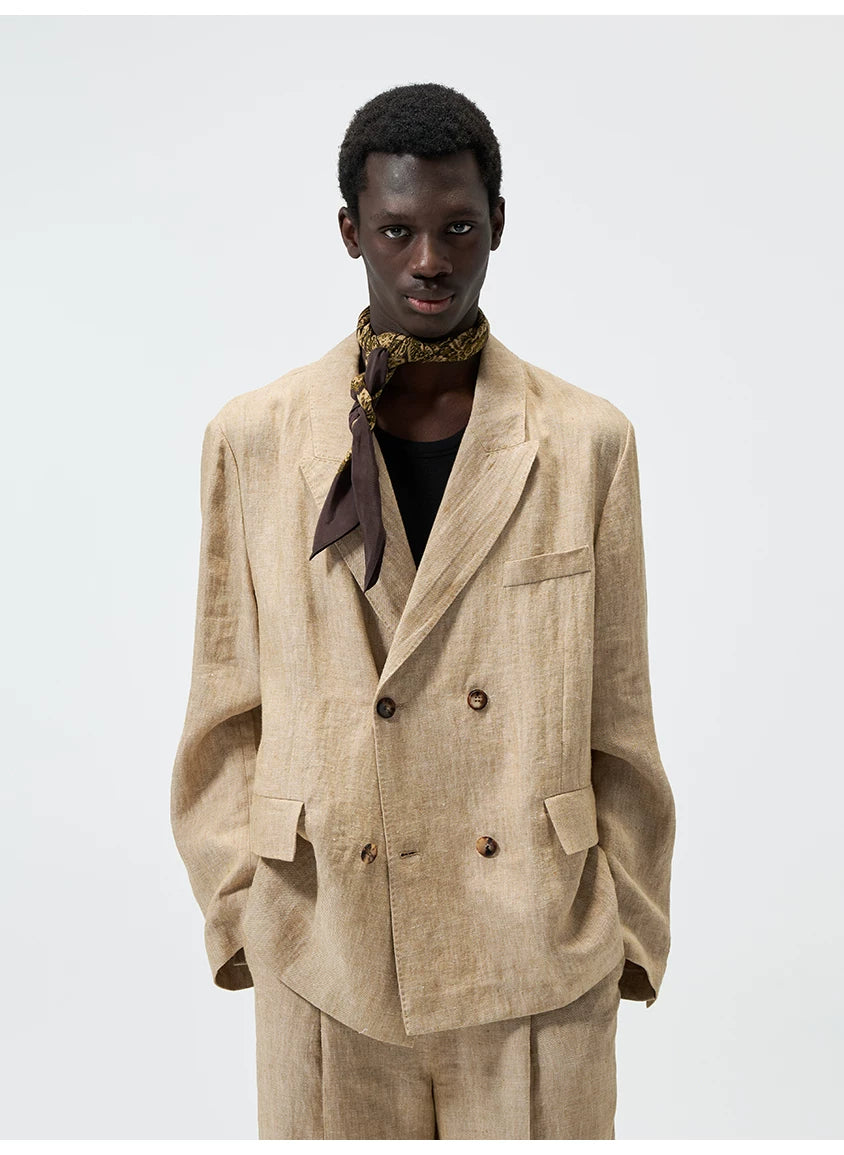 Hemp Linen Notch Lapel Blazer