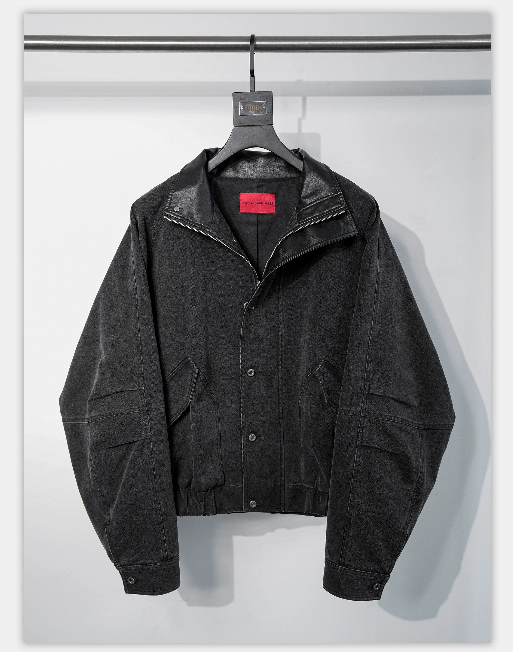 Loose Stand Collar Washed Canvas Coat