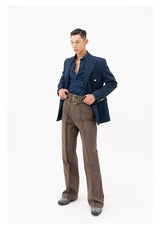 Men's Slim Striped Navy Blazer