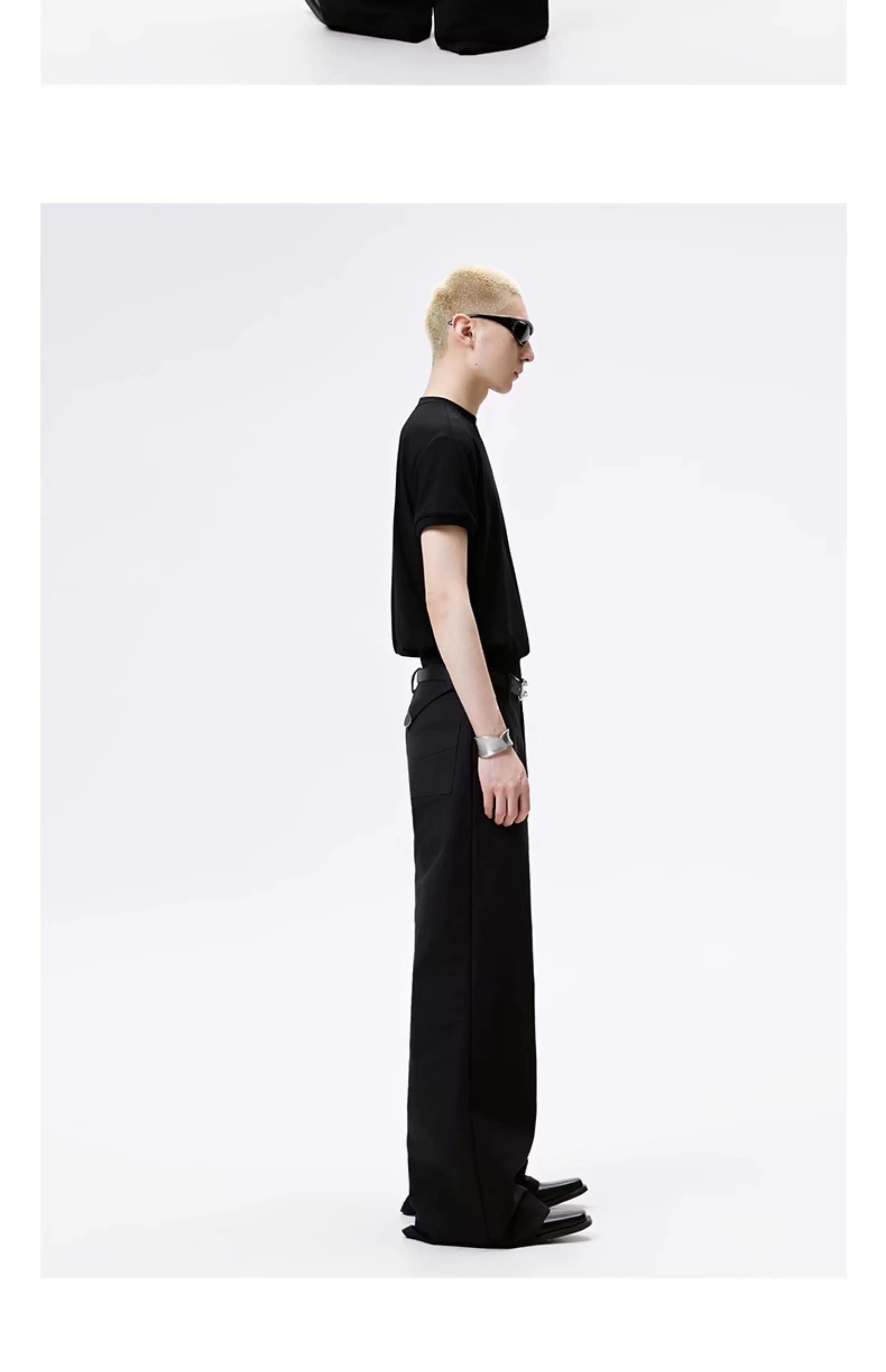 Black Straight Flared Casual Pants