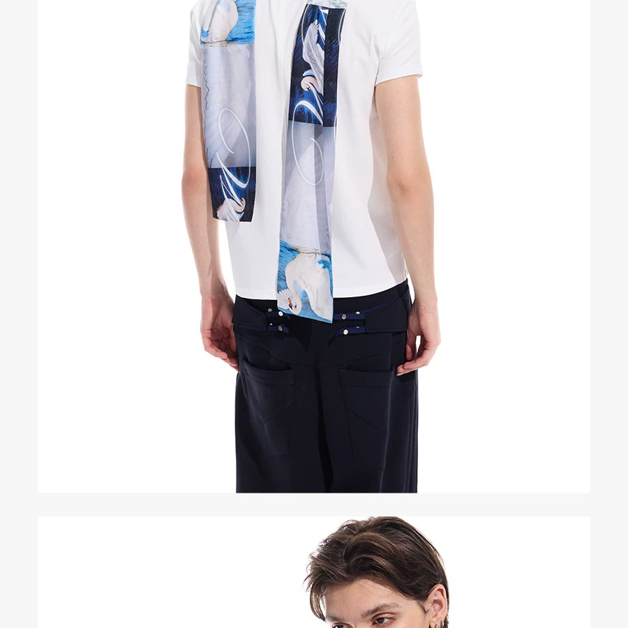 Distressed Print Slim Fit V-Neck Tee