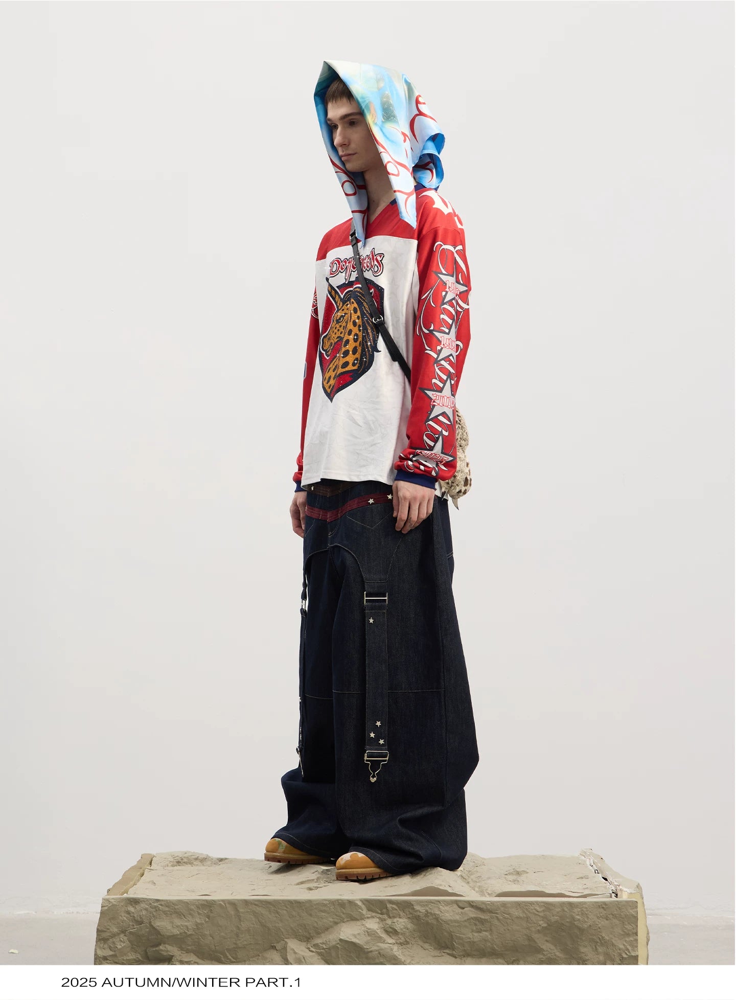 Leopard Print Rhinestone Colorblock Hip-hop Jersey
