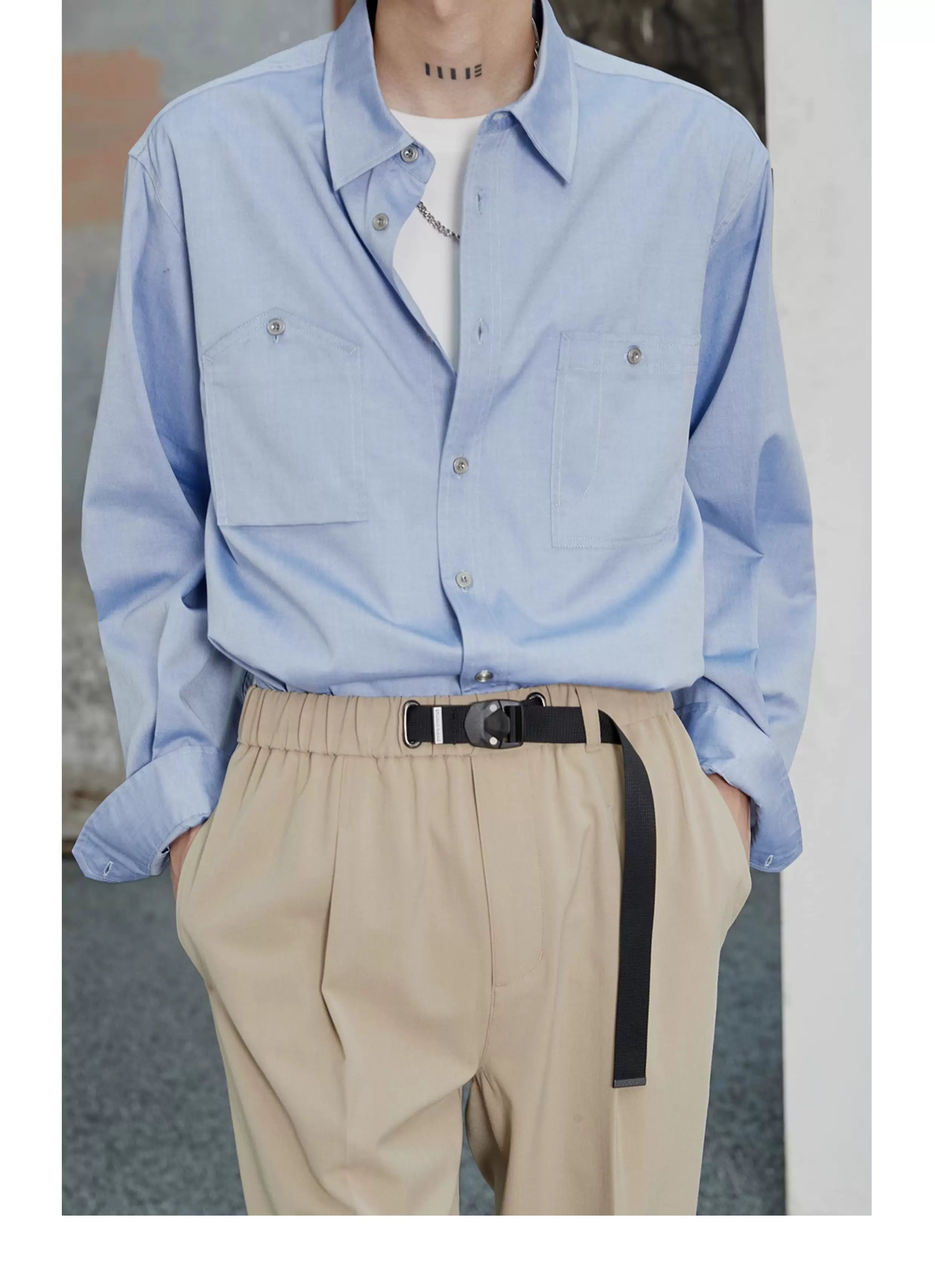 80s Cotton Oxford Asymmetric Pocket Shirt