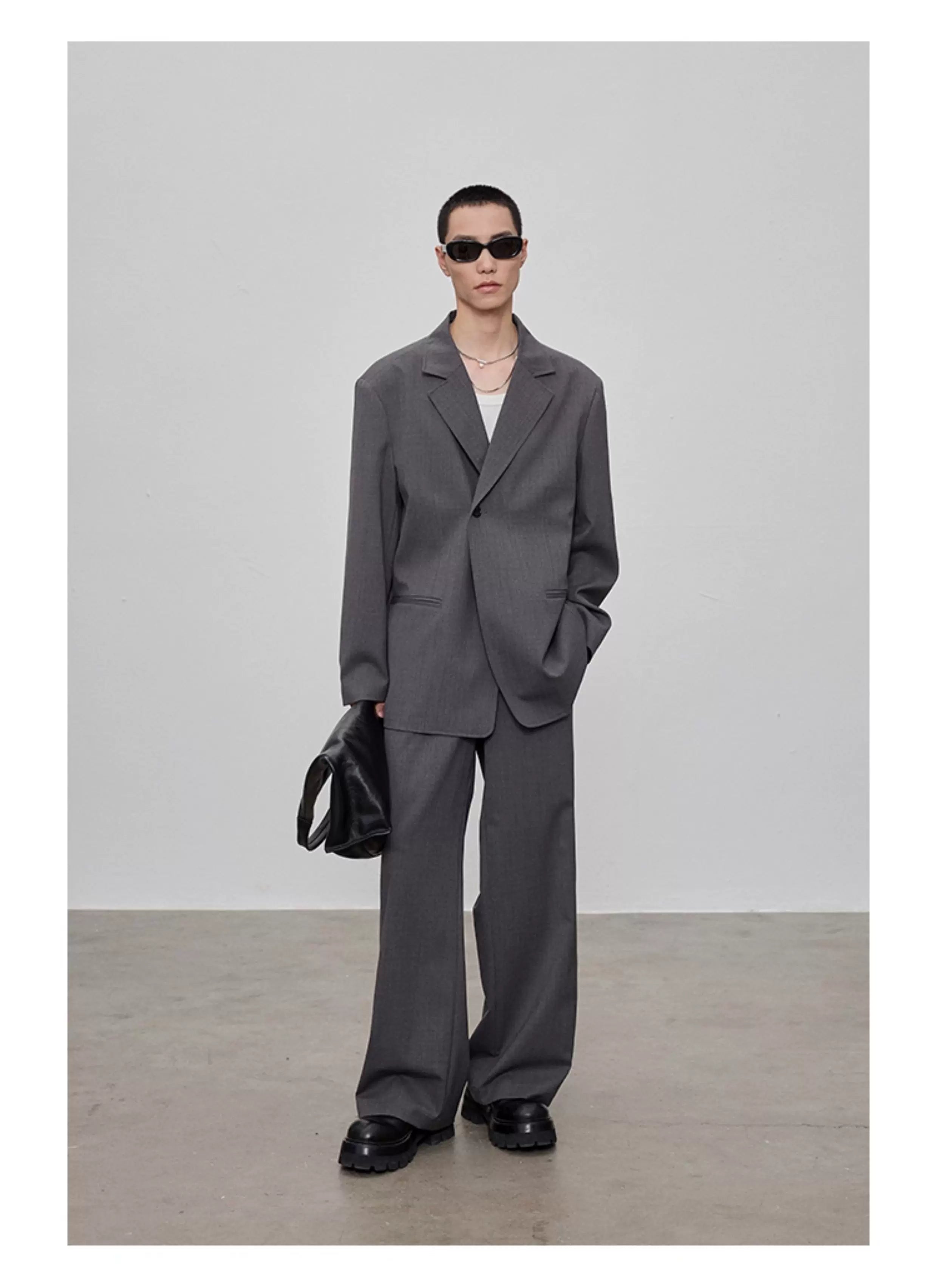 Adjustable Waist Wool Blend Dress Pants