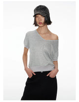 Patterned Short Sleeve V Neck Tee