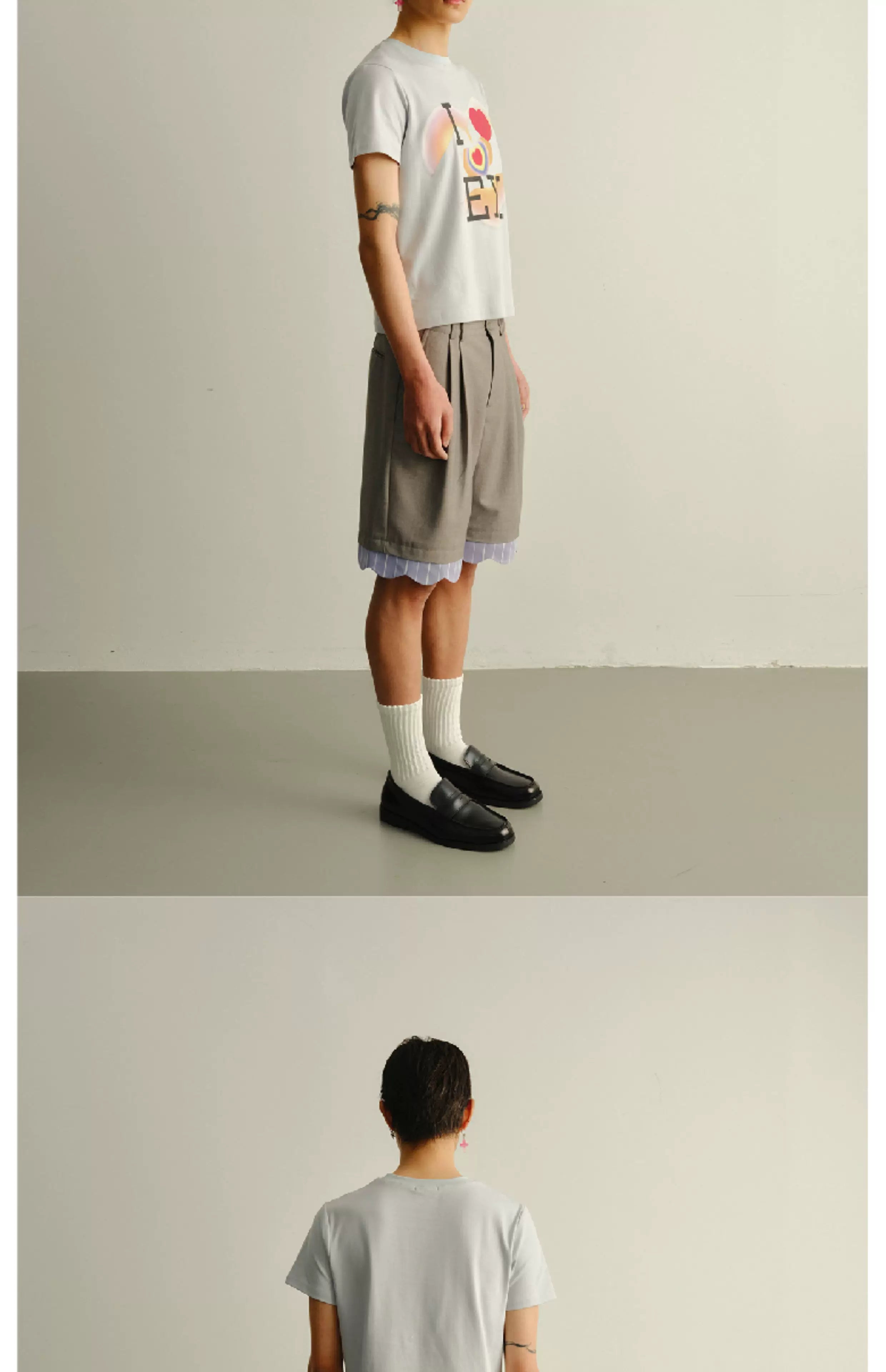 Short Sleeve Elastic Heart Print Tees