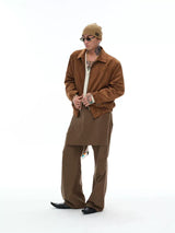 Unisex Vintage Suede Lapel Jacket
