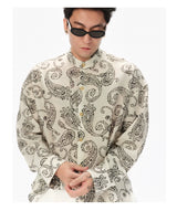 Long Sleeve Collared Paisley Silk Shirt