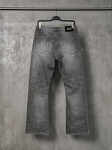 Cream Gray Washed Straight Leg Jeans