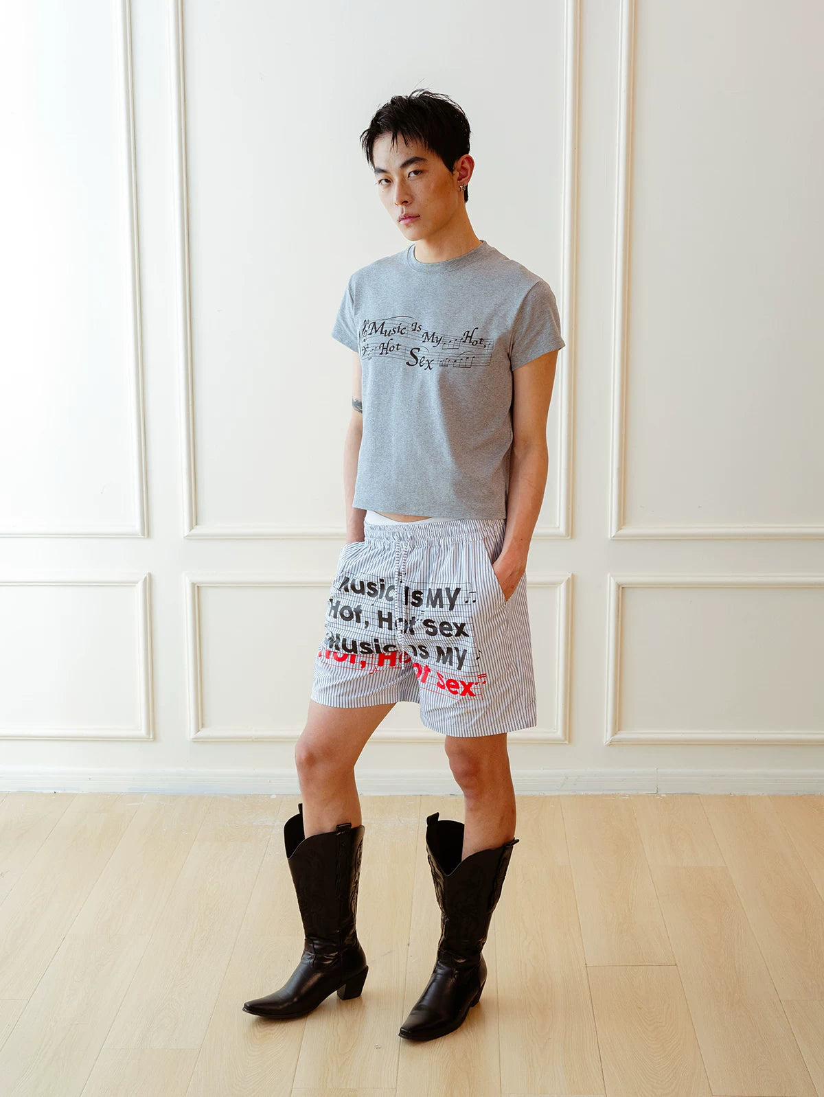 Unisex Vintage Striped Letter Print Boxers