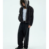 Detachable Fur Collar Fleece Hooded Coat