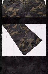 Waxed Camo Flared Jeans