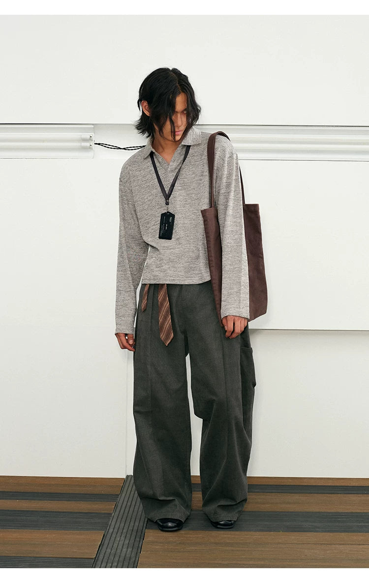 Men's Long Sleeve V-Neck Knit Top