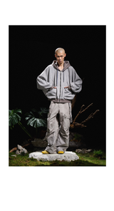Batwing Sleeve Paneled Zip Knit Sweatshirt