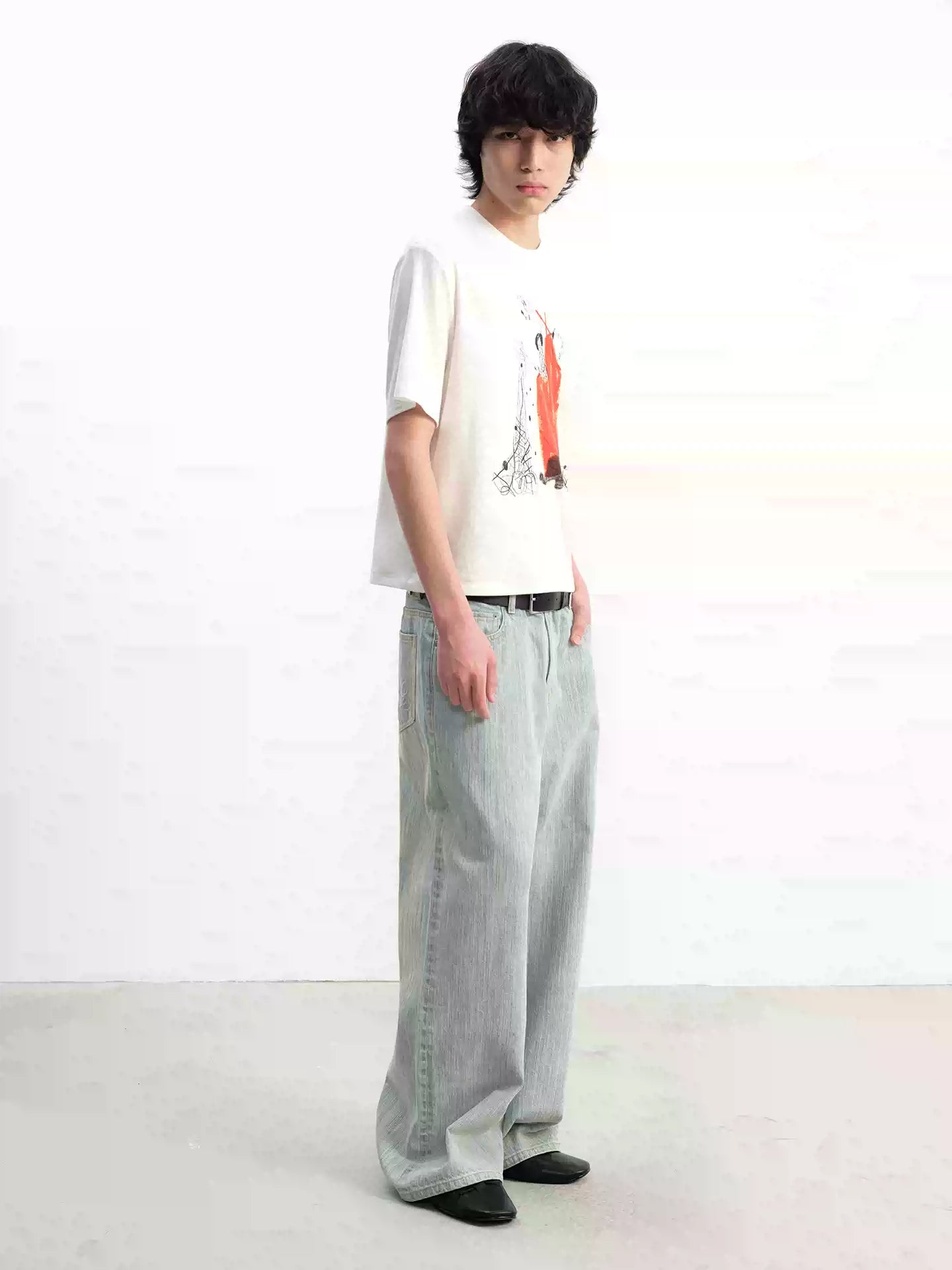 Light Blue Slub Straight Denim Jeans