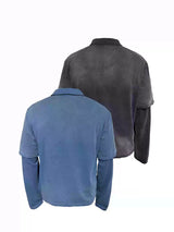 Faded Washed Two-Piece Long Sleeve Polo