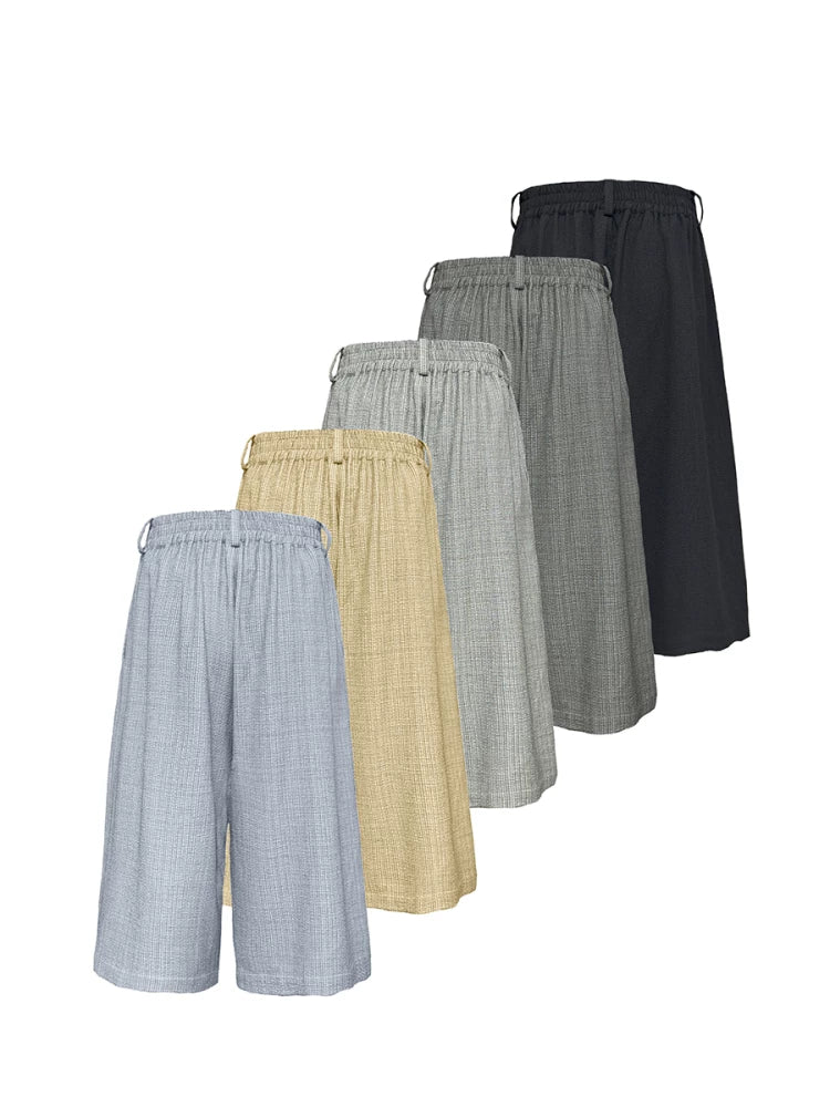 Bubble Pleated Plaid Capri Pants