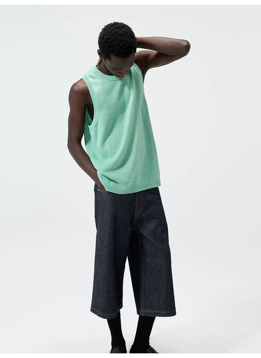 Knit Linen Cotton Blend Tank Top