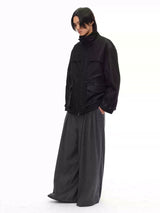 Drawstring High Neck Loose Padded Parka