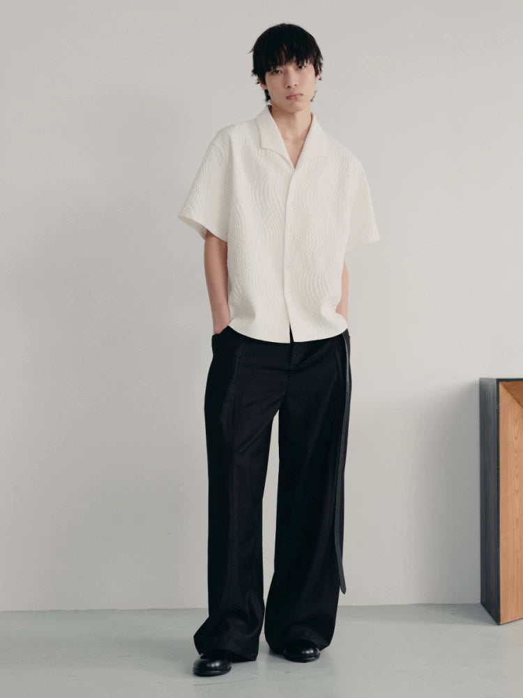 Seagull Collar Leaf Jacquard Shirt