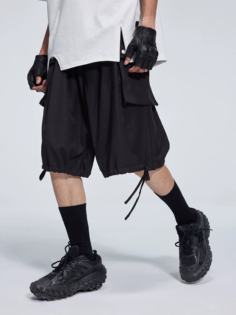 Casual Three Color Pocket Drawstring Shorts
