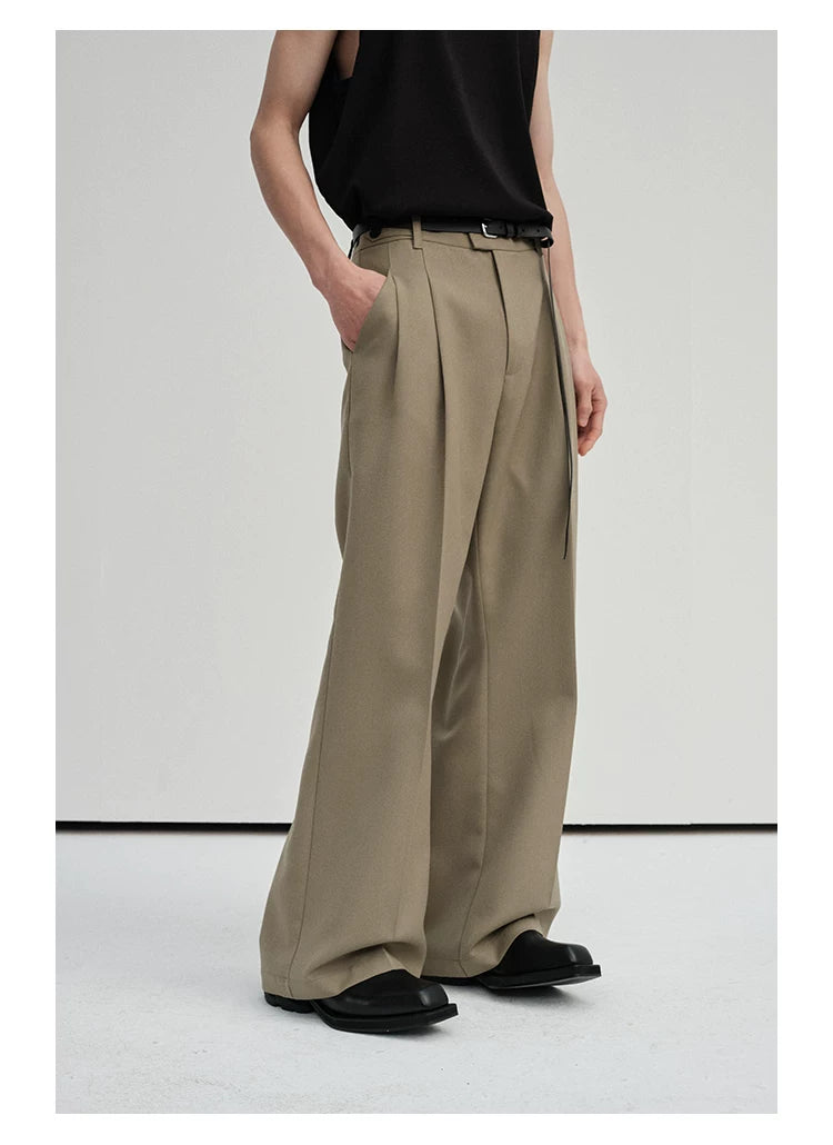 Waist-Adjustable Striped Flared Merino Wool Pants