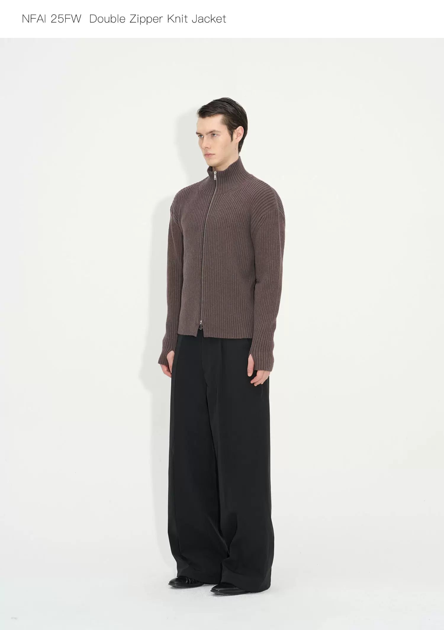 Double Zipper Thick Wool Knitted Jacket