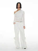 Dual Pocket Pleated Straight Flared Pants