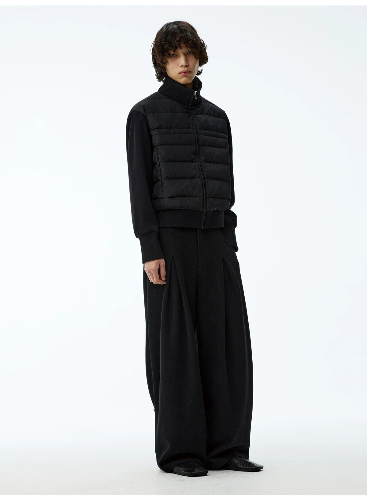Lightweight Ribbed Stand Collar Down Jacket