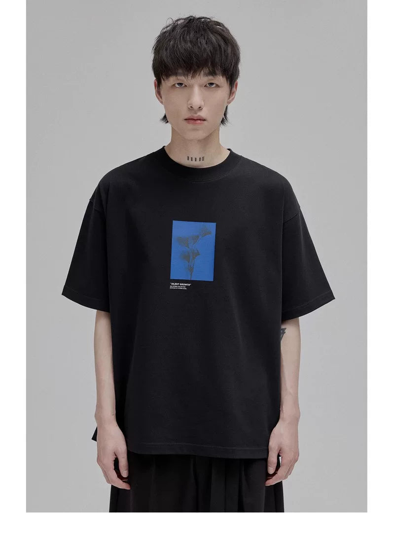 Floral Silhouette Print Short Sleeve Tee