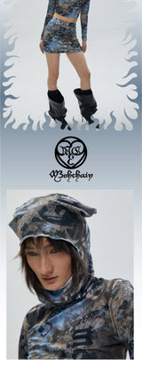 Cat Ear Print Y2K Crop Set