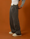 Men's Black-Grey Double Waistband Casual Pants